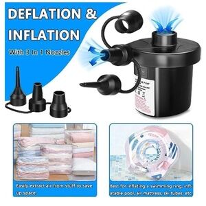 Gaudie Electric Portable Quick Fill Air Pump with 3 Nozzles